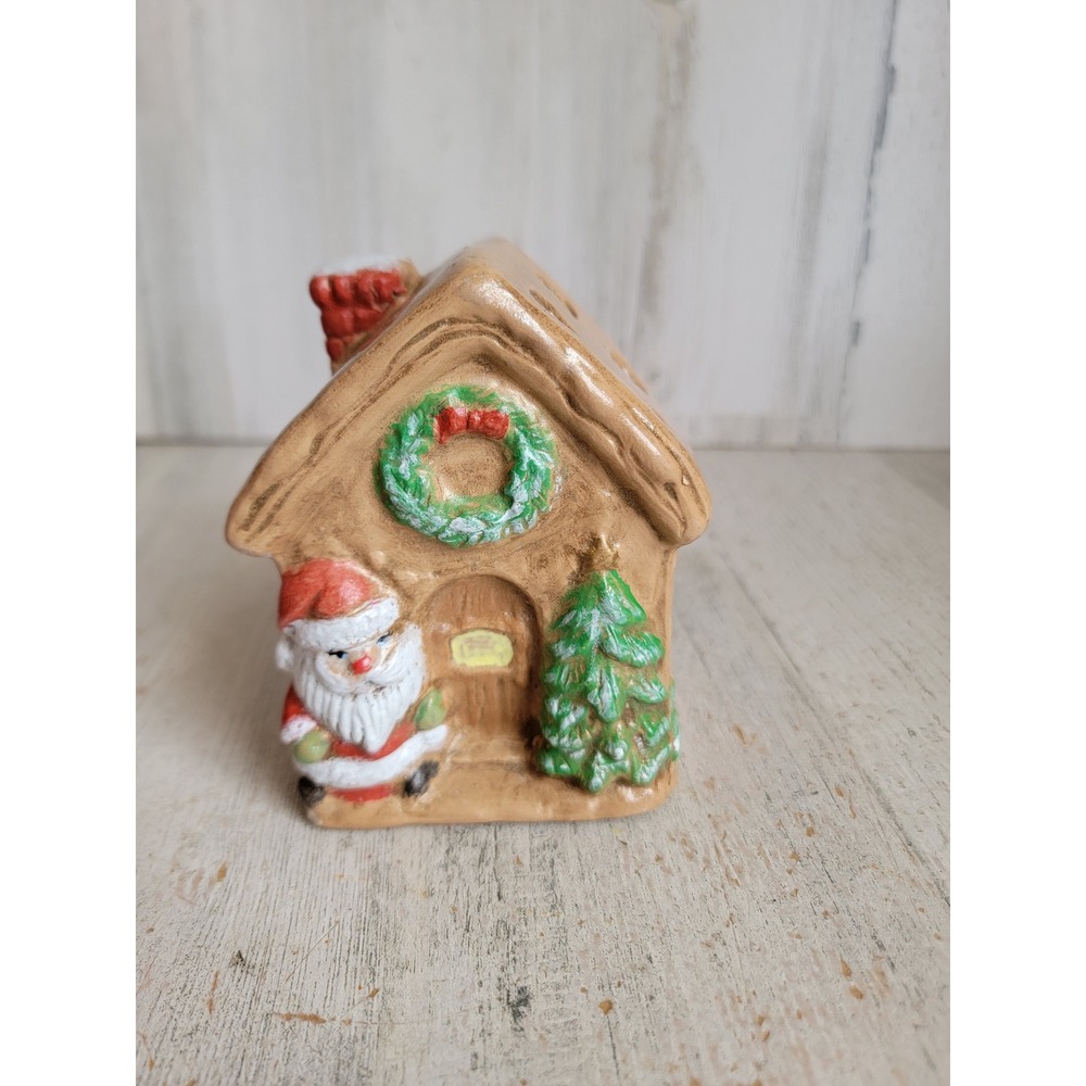 Enesco miniature Santa Claus gingerbread house Xmas ceramic figure